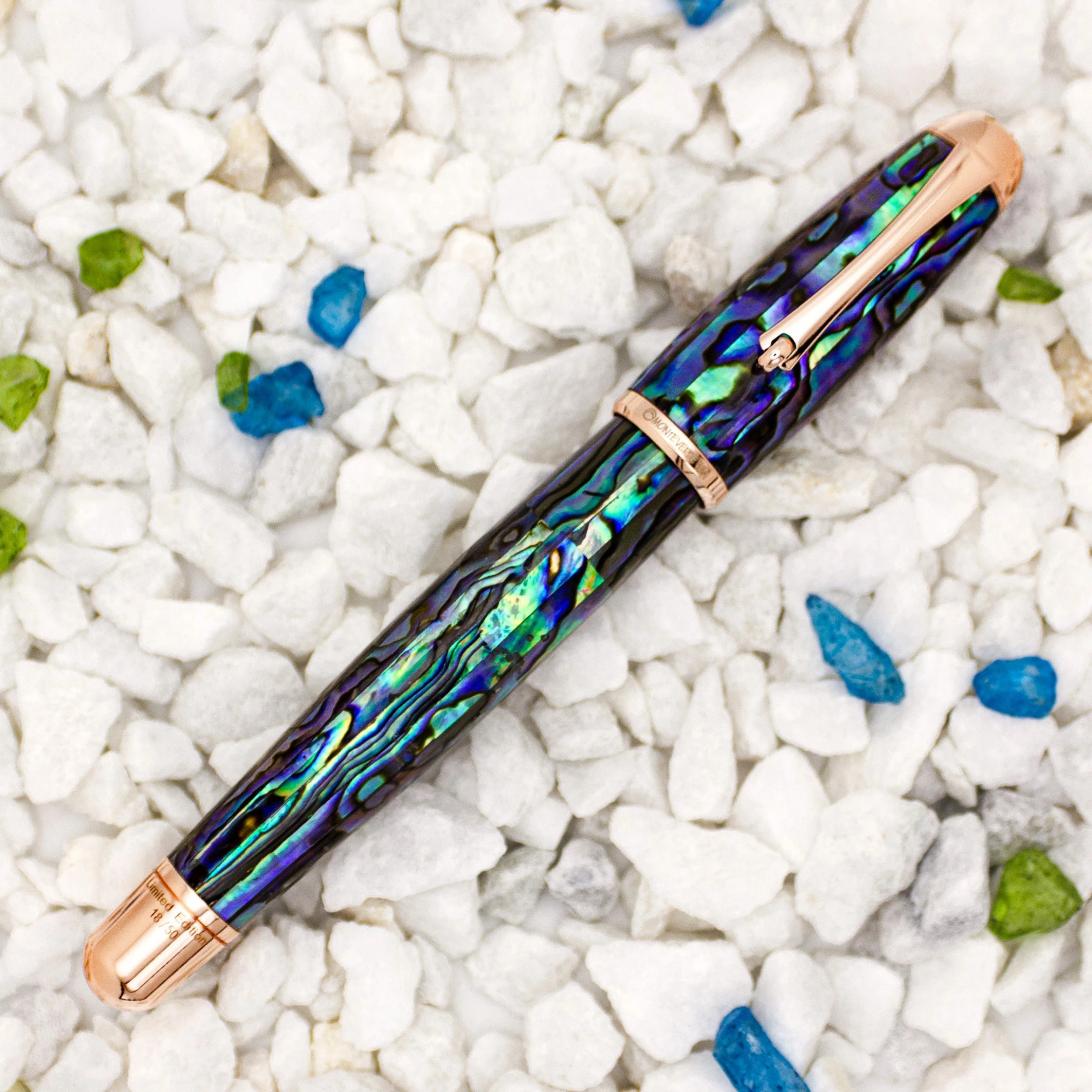 Monteverde Limited Edition Super Mega Abalone Rollerball Pen, Rose Gold Trim - Image 2