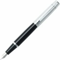 Sheaffer 300 Glossy Black Lacquer, Chrome Cap, Fountain Pen, Medium