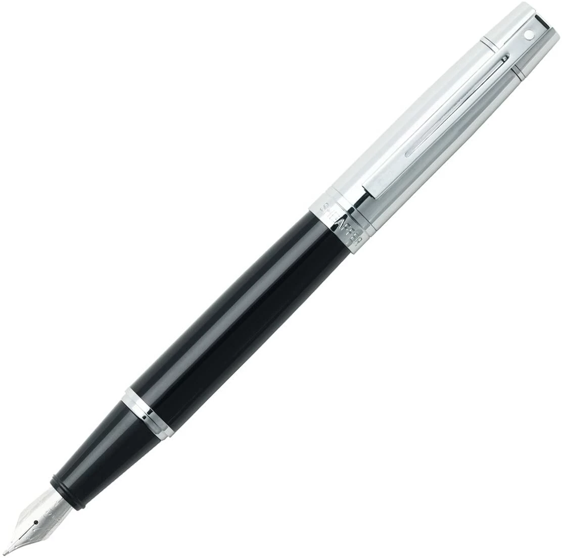 Sheaffer 300 Glossy Black Lacquer, Chrome Cap, Fountain Pen, Medium