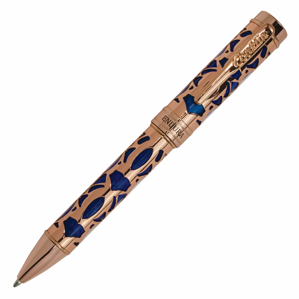 Conklin Endura Deco Crest Ballpoint Pen, Blue & Rose Gold