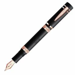 Nettuno 1911 Fountain Pen, Black Sands With Rose Gold Trim, Fine Nib