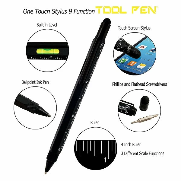 Monteverde 9 In 1 One Touch Tool Ballpoint Pen & Stylus, Black - Image 2