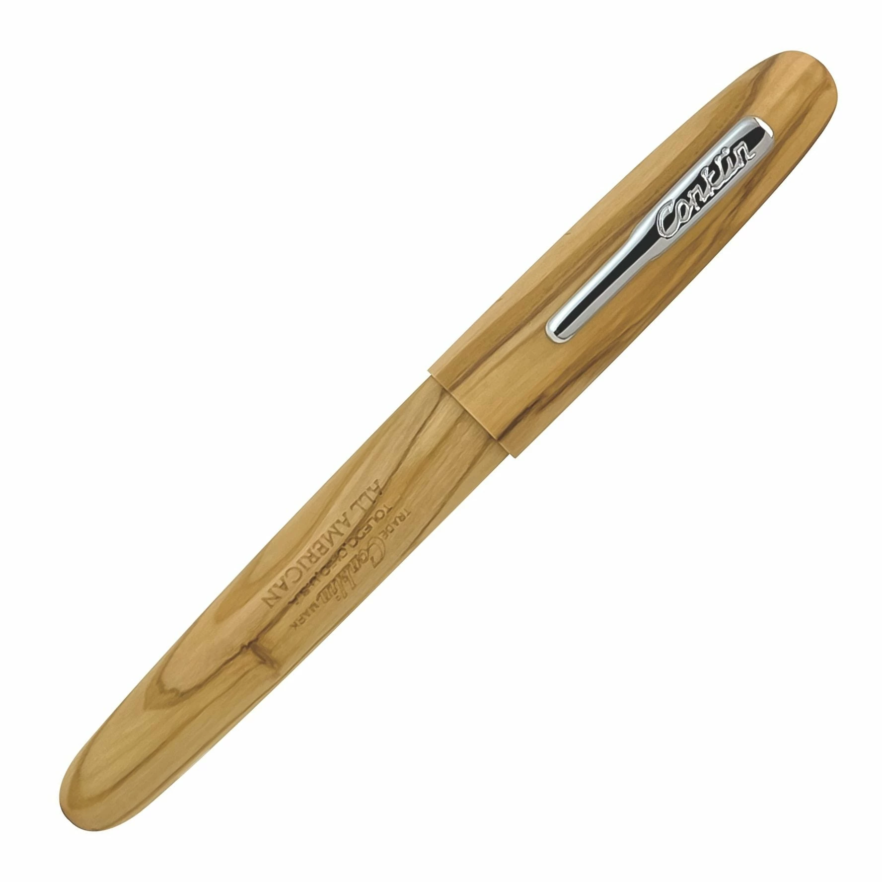 Conklin All American Limited Edition Olive Wood Rollerball Pen, Chrome Trim - Image 2