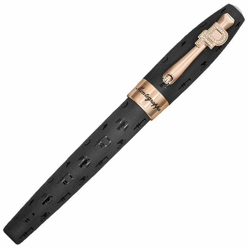 Montegrappa Fortuna Ruble Rollerball Pen, Black & Gold, Swarovski Crystals - Image 2