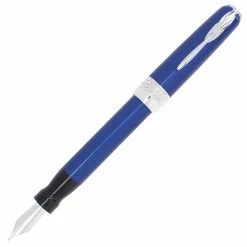 Pineider Full Metal Jacket Fountain Pen, Lightning Blue, Fine Nib