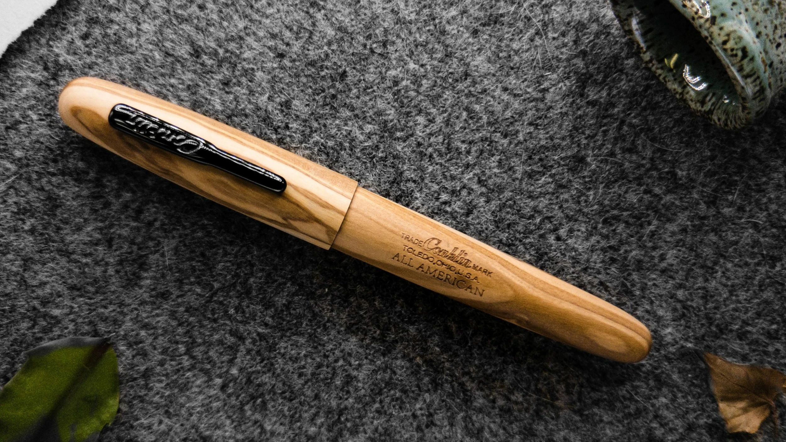 Conklin All American Limited Edition Olive Wood Fountain Pen, Gunmetal Trim - Image 2