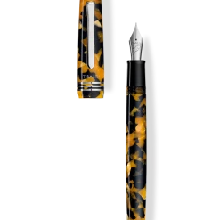 Tibaldi N60 Amber Yellow Resin Fountain Pen, Palladium Trim, Broad Nib