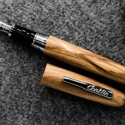 Conklin All American Limited Edition Olive Wood Fountain Pen, Chrome Trim