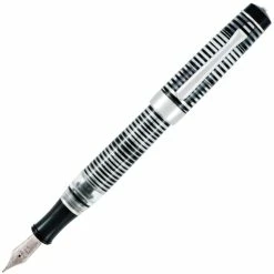 Stipula Suprema Voyeur Limited Edition Fountain Pen, Black Stripes Demo, Palladium Trim, Fine 14k Nib