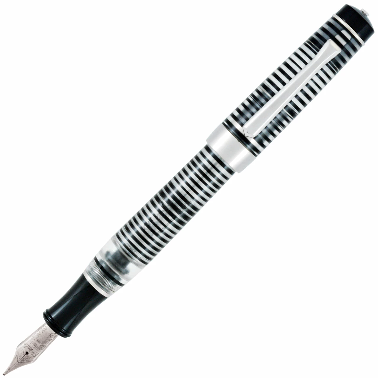 Stipula Suprema Voyeur Limited Edition Fountain Pen, Black Stripes Demo, Palladium Trim, Medium Nib