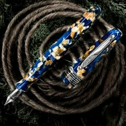 Stipula Limited Edition Etruria Faceted Fountian Pen, Champagne Blue
