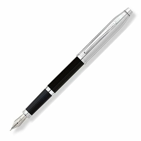 Cross® Cross Century II Engraved Tuxedo Chrome & Black Fountain Pen, Medium Nib