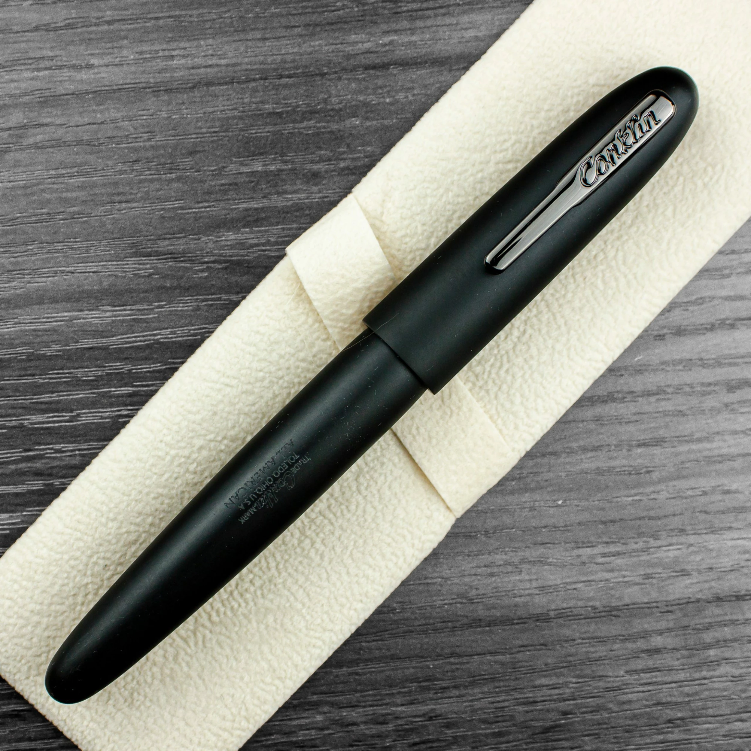 Conklin All American Limited Edition Fountain Pen, Matte Black & Gunmetal - Image 2