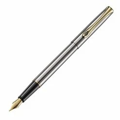 Diplomat Traveller Fountain Pen, Stainless Steel & Gold