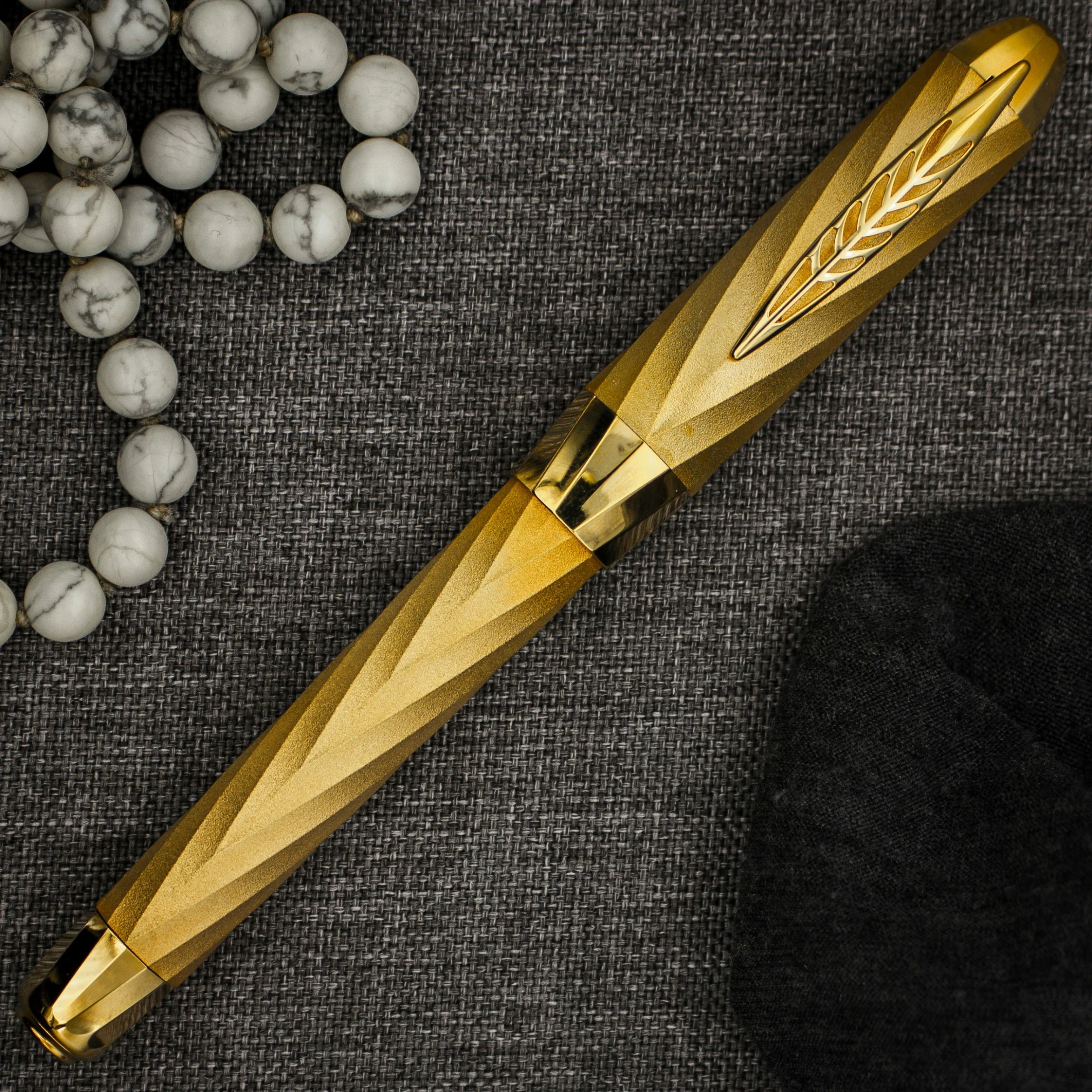 Pineider Matrix Jewelers Limited Edition Sterling Silver Rollerball Pen, Yellow Gold Plated - Image 2