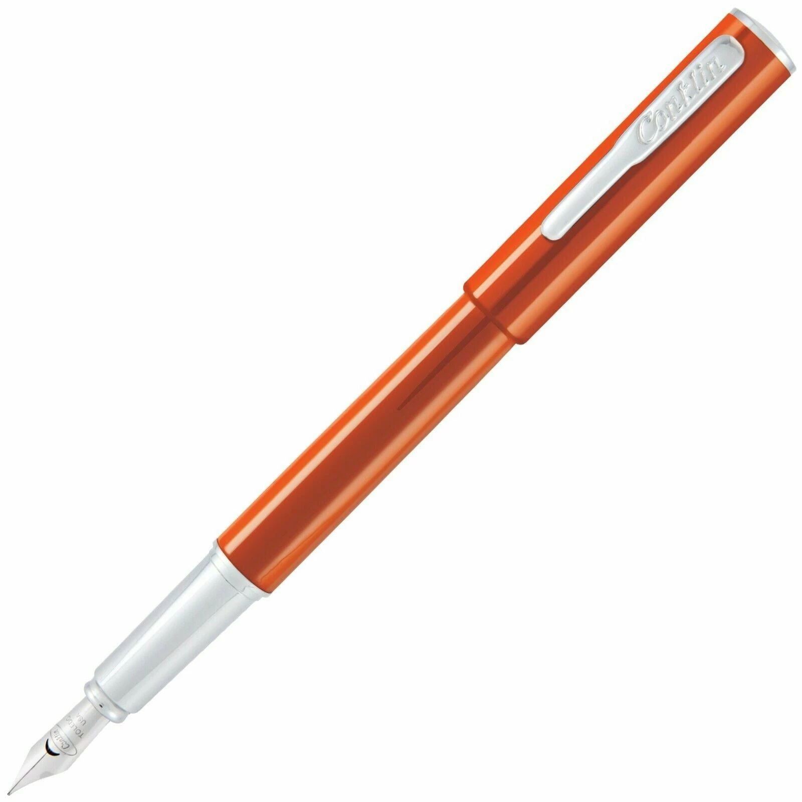 Conklin Coronet Fountain Pen, Orange & Chrome