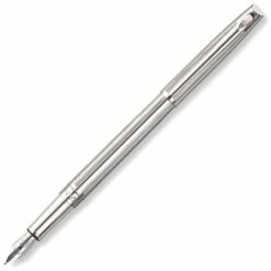 Caran D'Ache Madison Cisele Silver & Rhodium Plated Fountain Pen, Medium 18K Gold Nib