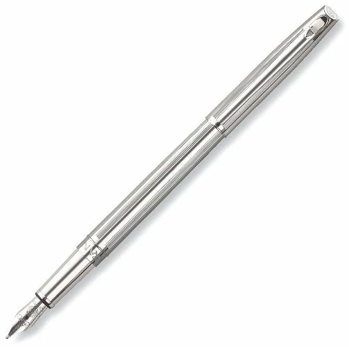 Caran D'Ache Madison Cisele Silver & Rhodium Plated Fountain Pen, Medium 18K Gold Nib